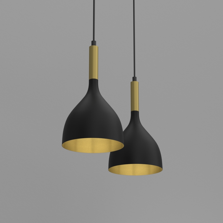 Candeeiro suspenso NOAK 2xE27/15W/230V preto/dourado