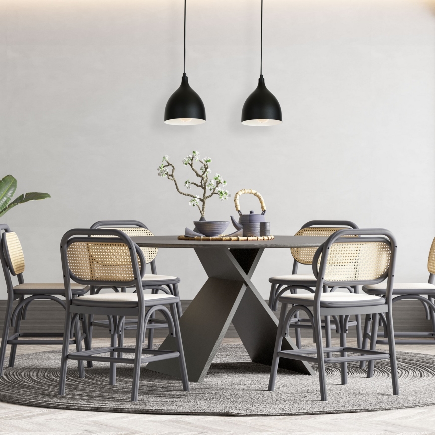 Candeeiro suspenso NOAK 2xE27/15W/230V preto