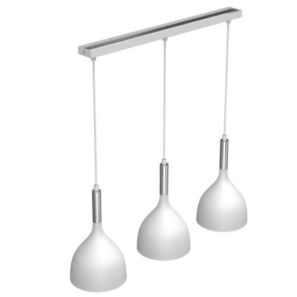 Candeeiro suspenso NOAK 3xE27/15W/230V branco/cromado brilhante