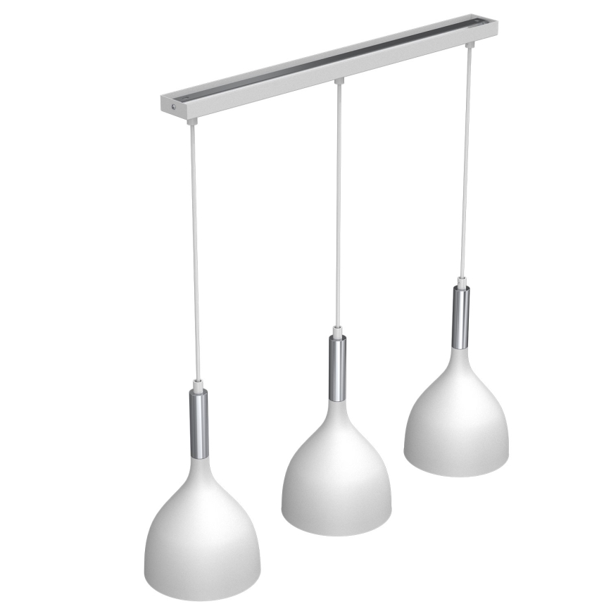 Candeeiro suspenso NOAK 3xE27/15W/230V branco/cromado brilhante