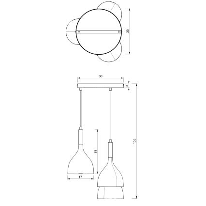 Candeeiro suspenso NOAK 3xE27/15W/230V branco/cromado brilhante
