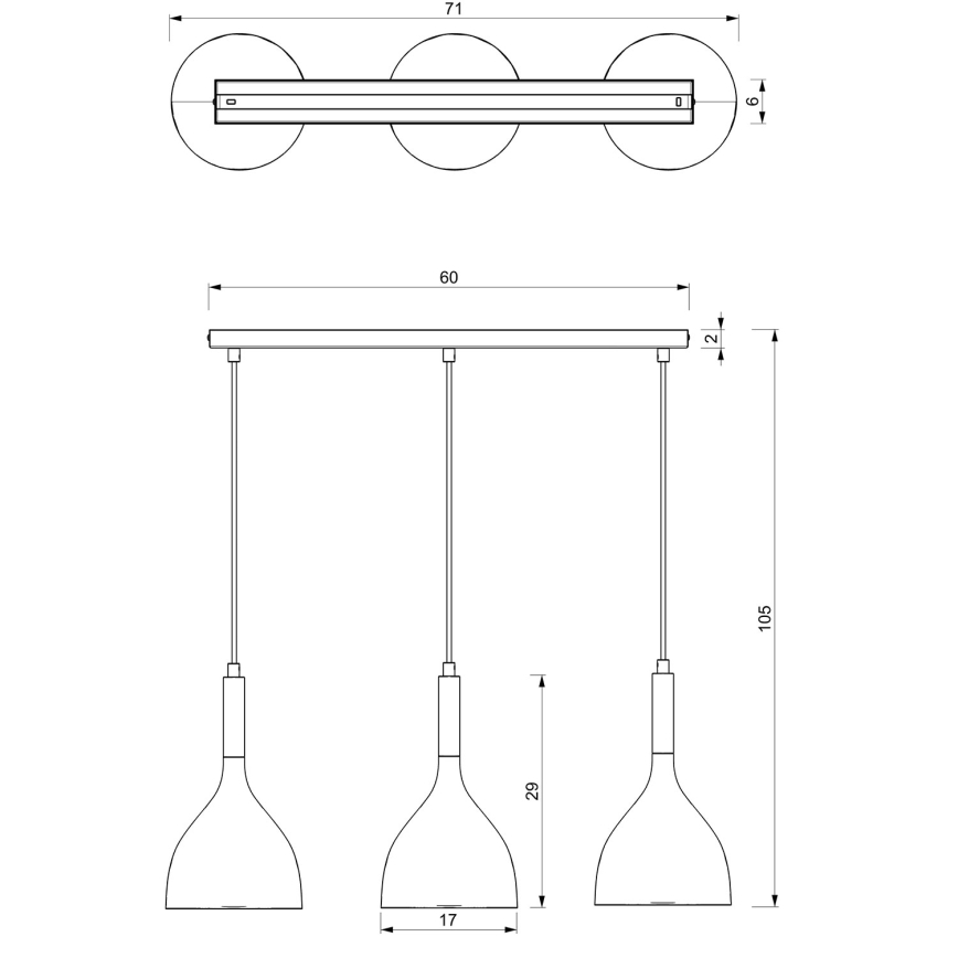 Candeeiro suspenso NOAK 3xE27/15W/230V branco/dourado