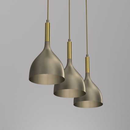 Candeeiro suspenso NOAK 3xE27/15W/230V latão/dourado