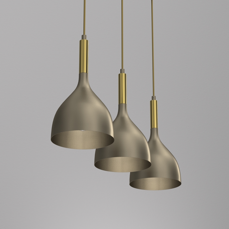 Candeeiro suspenso NOAK 3xE27/15W/230V latão/dourado