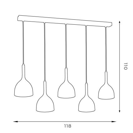 Candeeiro suspenso NOAK 5xE27/15W/230V branco/faia