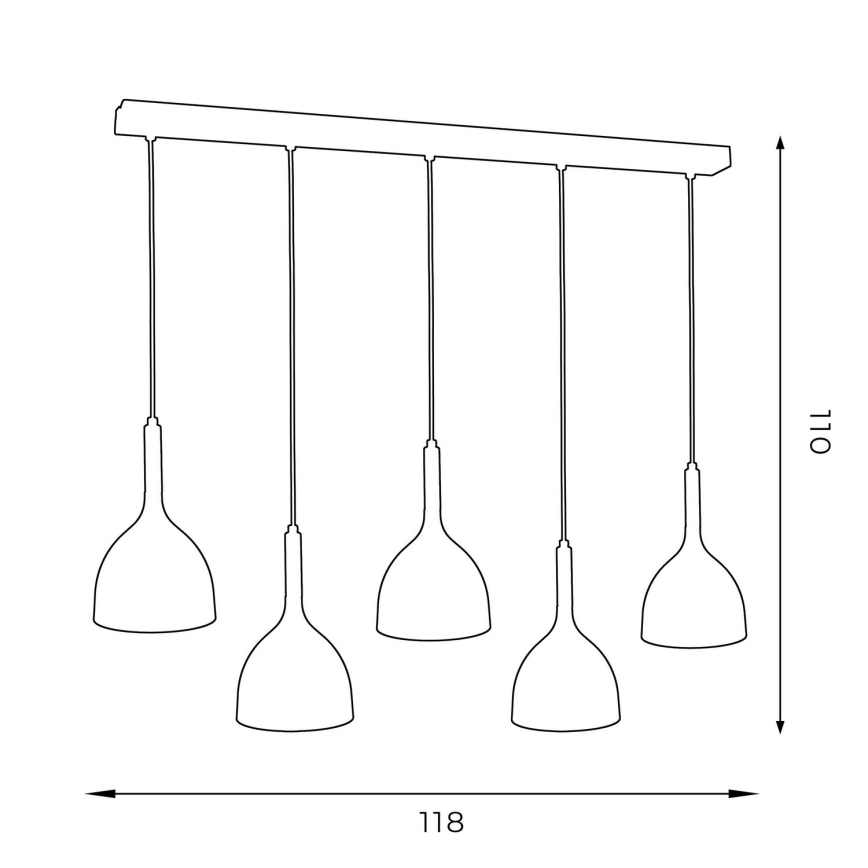 Candeeiro suspenso NOAK 5xE27/15W/230V branco/faia
