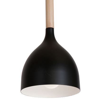 Candeeiro suspenso NOAK WOOD 1xE27/15W/230V preto/faia