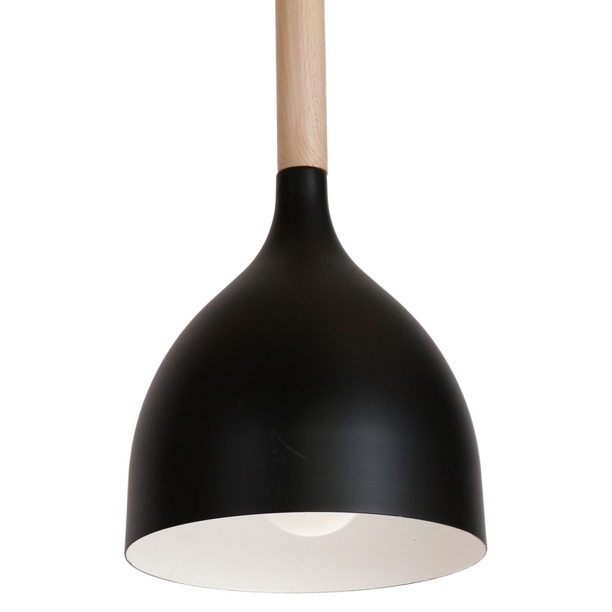 Candeeiro suspenso NOAK WOOD 1xE27/15W/230V preto/faia