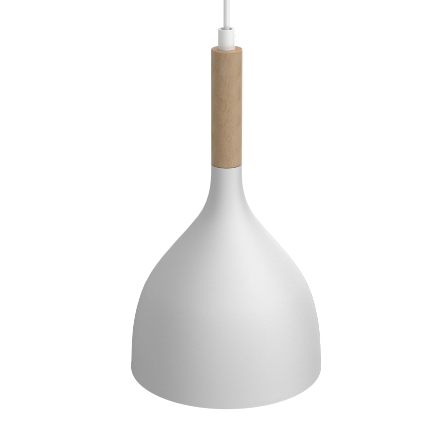 Candeeiro suspenso NOAK WOOD 2xE27/15W/230V branco/faia