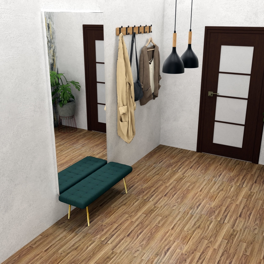 Candeeiro suspenso NOAK WOOD 2xE27/15W/230V preto/faia