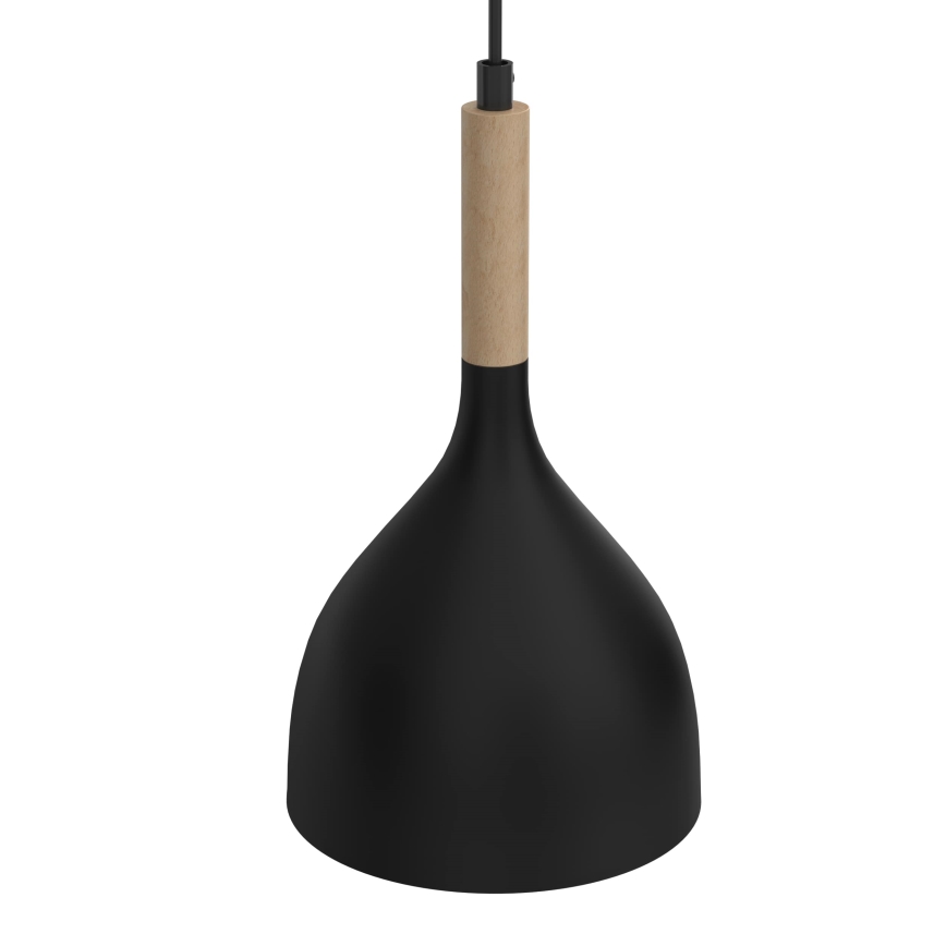 Candeeiro suspenso NOAK WOOD 2xE27/15W/230V preto/faia