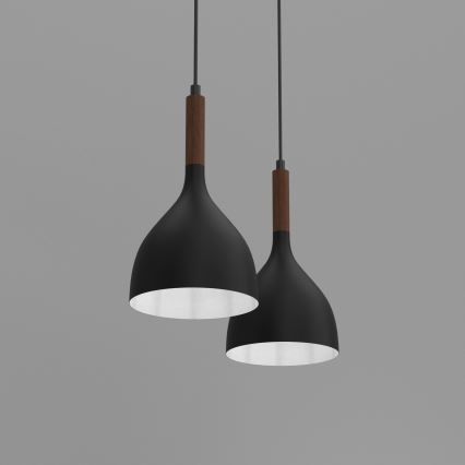 Candeeiro suspenso NOAK WOOD 2xE27/15W/230V preto/faia