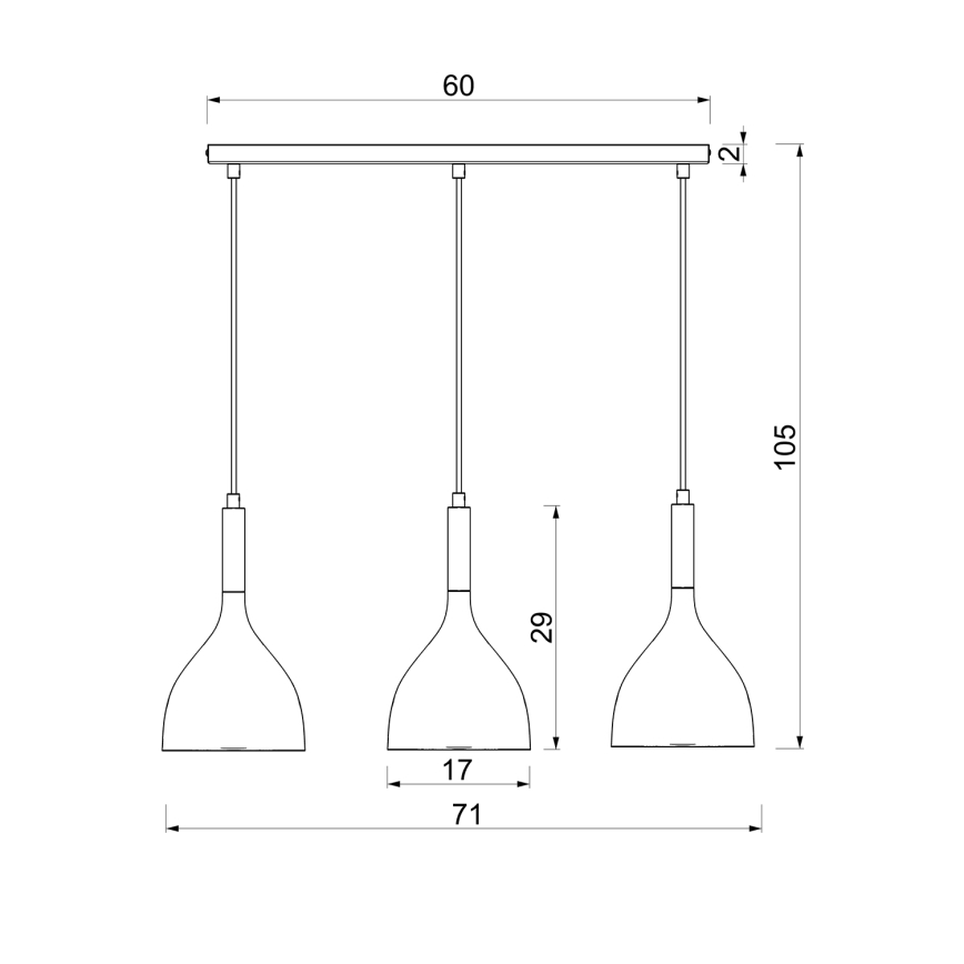 Candeeiro suspenso NOAK WOOD 3xE27/15W/230V preto/faia
