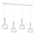 Candeeiro suspenso NOAK WOOD 4xE27/15W/230V branco/faia