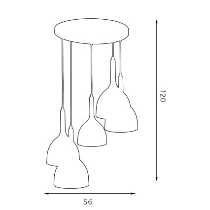 Candeeiro suspenso NOAK WOOD 5xE27/15W/230V branco/faia