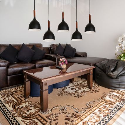 Candeeiro suspenso NOAK WOOD 5xE27/15W/230V preto/faia