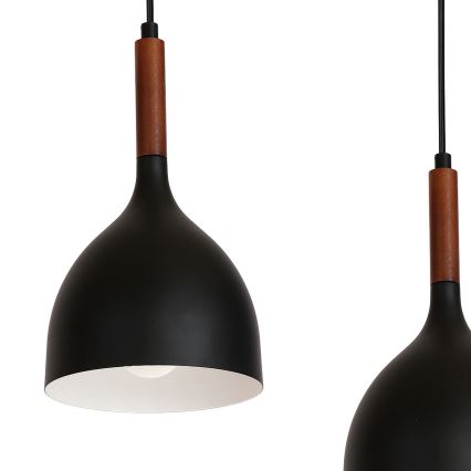 Candeeiro suspenso NOAK WOOD 5xE27/15W/230V preto/faia
