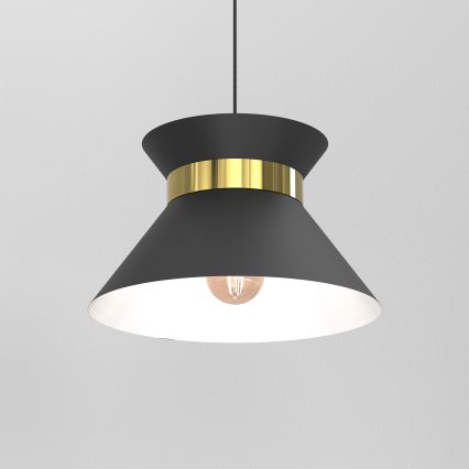 Candeeiro suspenso NORGE 1xE27/15W/230V preto/dourado