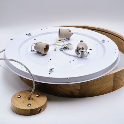 Candeeiro suspenso OAK 3xE27/60W/230V carvalho ø 47,5 cm