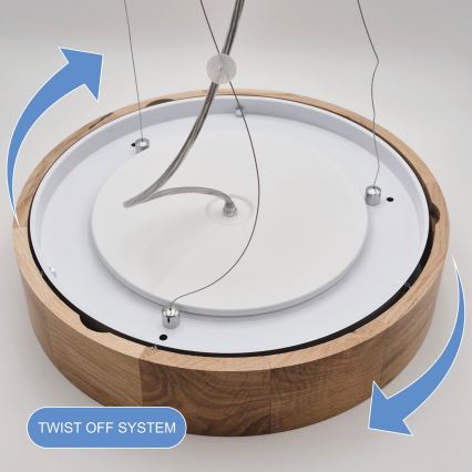 Candeeiro suspenso OAK 3xE27/60W/230V carvalho ø 47,5 cm