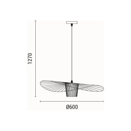 Candeeiro suspenso OGGI 1xE27/40W/230V diâmetro 60 cm preto