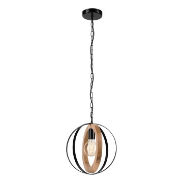Candeeiro suspenso ONDA 1xE27/15W/230V preto/carvalho