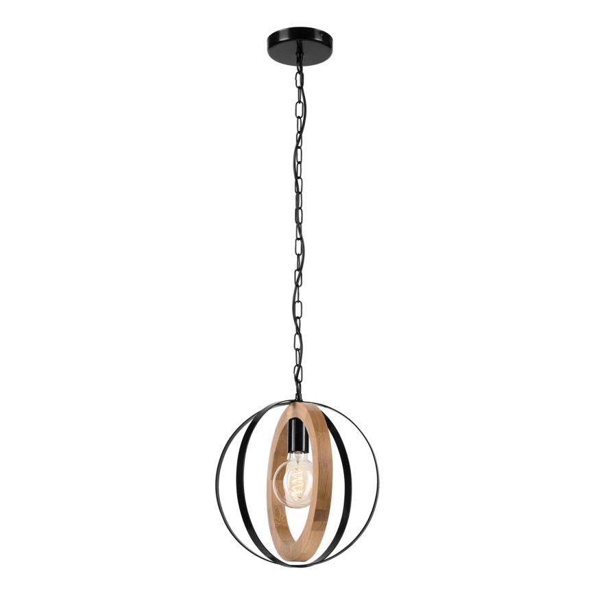Candeeiro suspenso ONDA 1xE27/15W/230V preto/carvalho