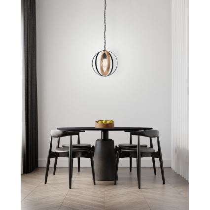 Candeeiro suspenso ONDA 1xE27/15W/230V preto/carvalho