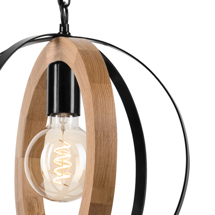 Candeeiro suspenso ONDA 1xE27/15W/230V preto/carvalho