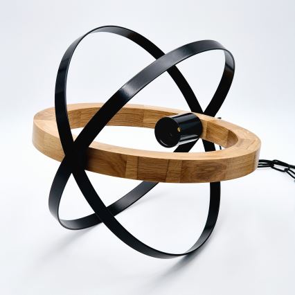 Candeeiro suspenso ONDA 1xE27/15W/230V preto/carvalho