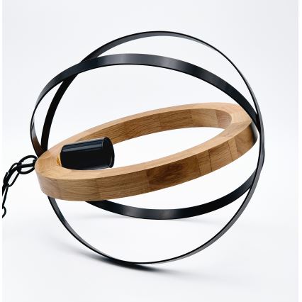 Candeeiro suspenso ONDA 1xE27/15W/230V preto/carvalho