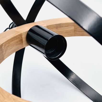 Candeeiro suspenso ONDA 1xE27/15W/230V preto/carvalho