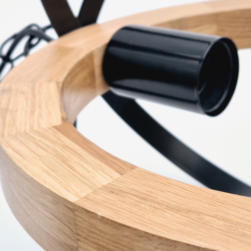 Candeeiro suspenso ONDA 1xE27/15W/230V preto/carvalho