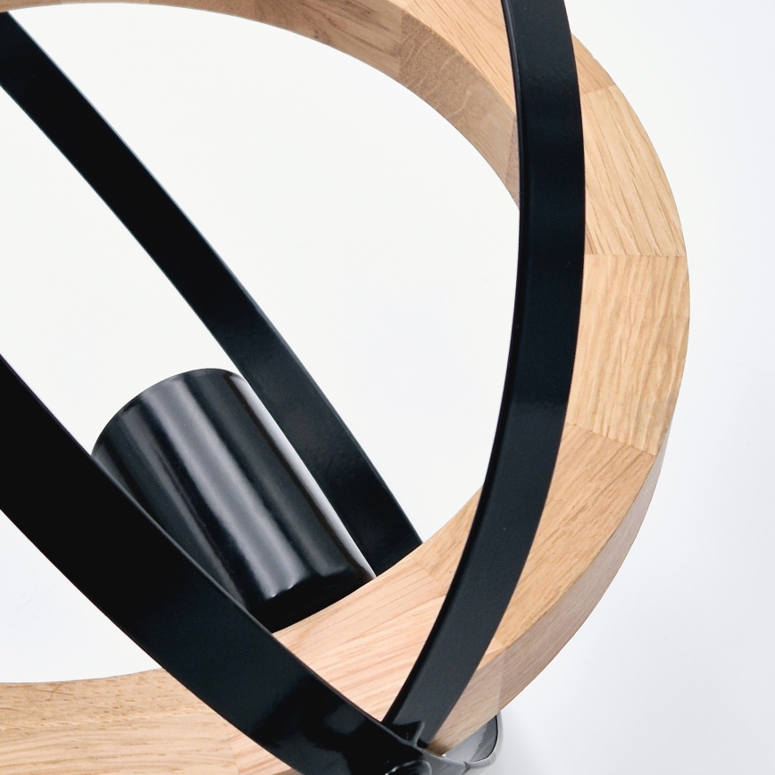 Candeeiro suspenso ONDA 1xE27/15W/230V preto/carvalho