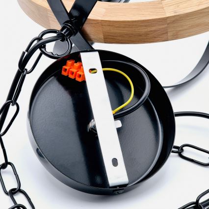 Candeeiro suspenso ONDA 1xE27/15W/230V preto/carvalho