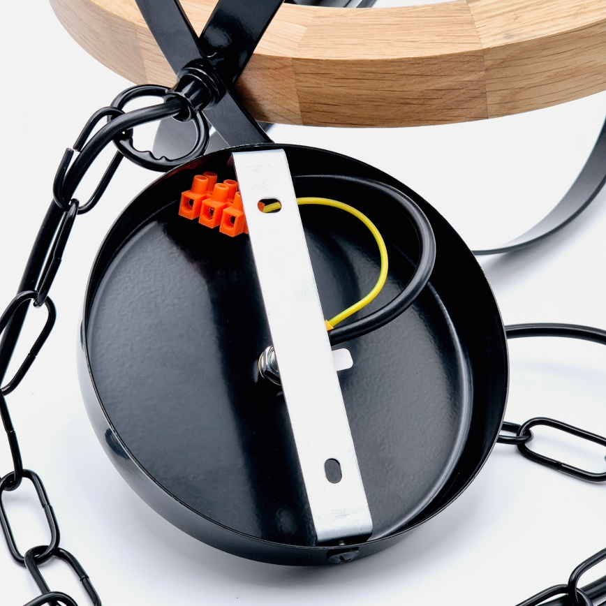 Candeeiro suspenso ONDA 1xE27/15W/230V preto/carvalho