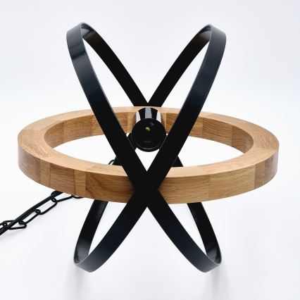 Candeeiro suspenso ONDA 1xE27/15W/230V preto/carvalho