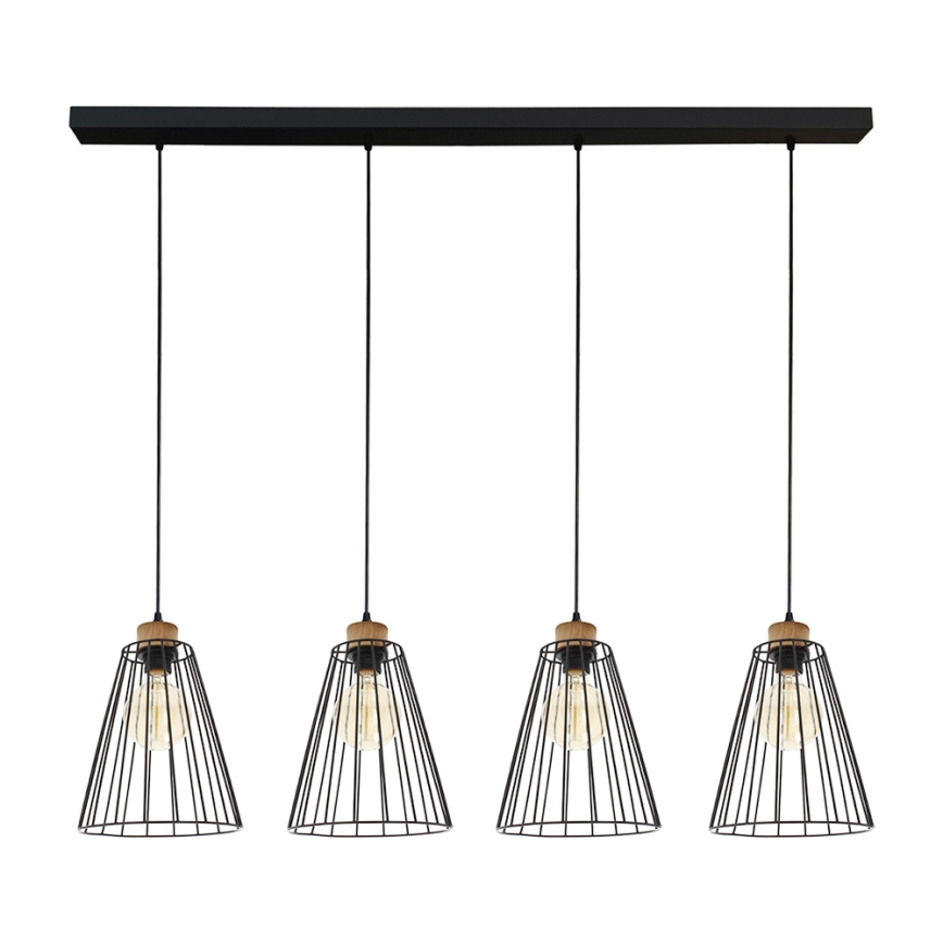 Candeeiro suspenso ORAZIO 4xE27/60W/230V carvalho