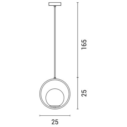 Candeeiro suspenso ORBA 1xE27/15W/230V latão