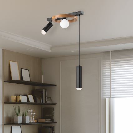 Candeeiro suspenso OTIS 1xG9/5W/230V + 2xE27/15W/230V carvalho