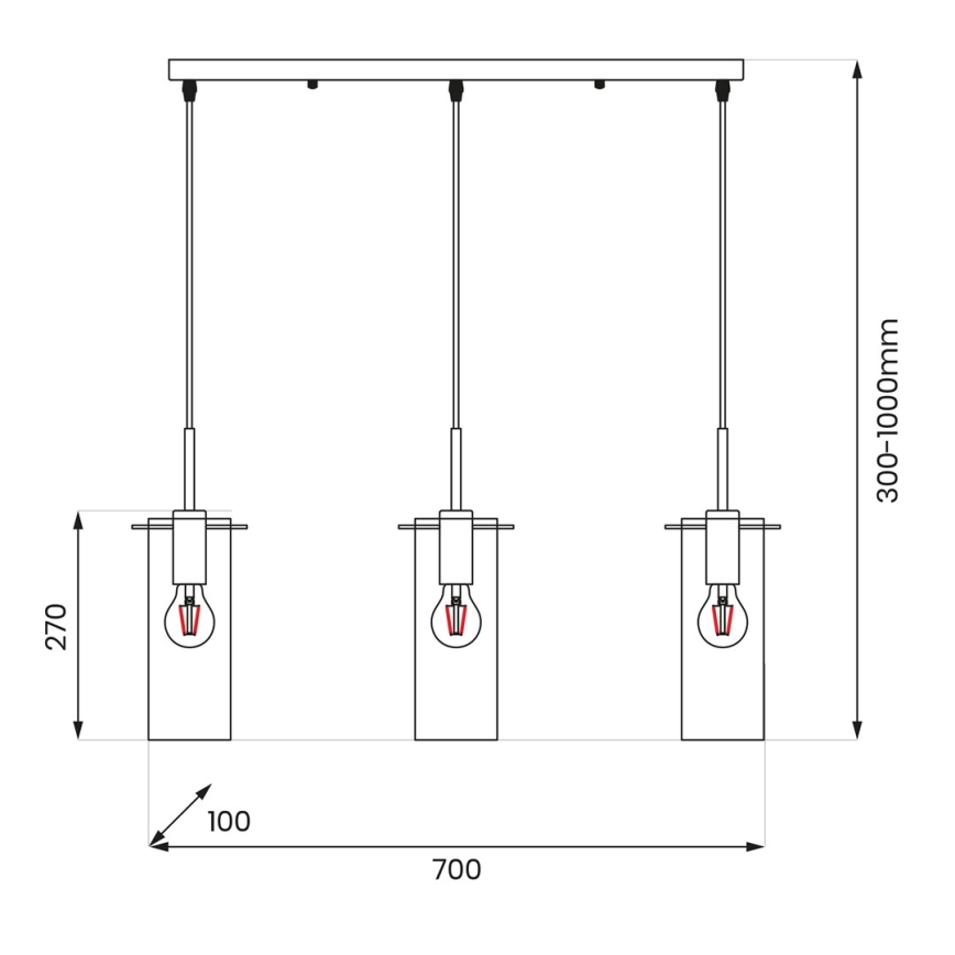 Candeeiro suspenso PADOVA 3xE27/15W/230V preto
