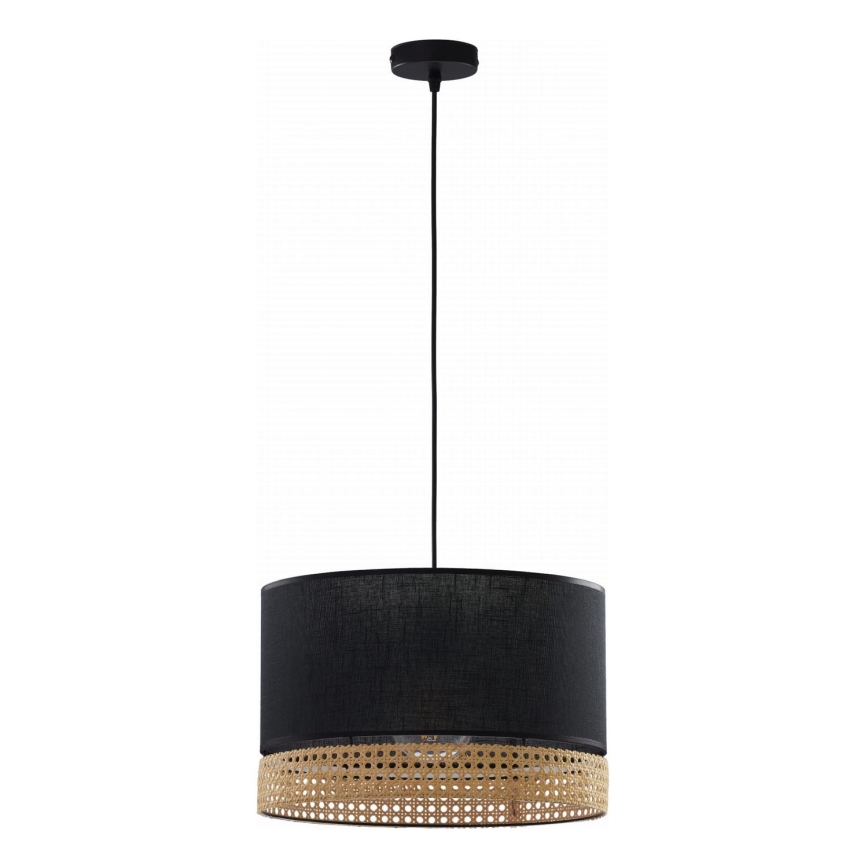 Candeeiro suspenso PAGLIA 1xE27/15W/230V preto/vime