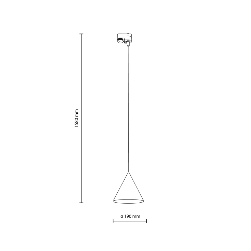 Candeeiro suspenso para sistema de carris monofásico CONO 1xE27/15W/230V preto/cinzento