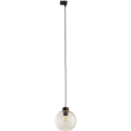 Candeeiro suspenso para sistema de carril trifásico CUBUS 1xE27/15W/230V preto/fumado bege