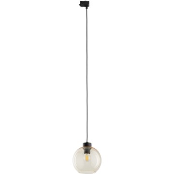 Candeeiro suspenso para sistema de carril trifásico CUBUS 1xE27/15W/230V preto/fumado bege