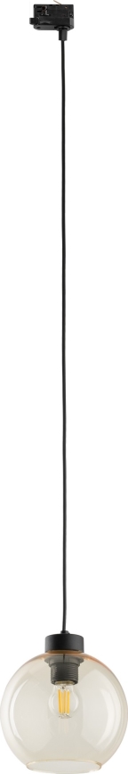 Candeeiro suspenso para sistema de carril trifásico CUBUS 1xE27/15W/230V preto/fumado bege