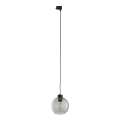Candeeiro suspenso para sistema de carril trifásico CUBUS 1xE27/15W/230V preto/fumado preto