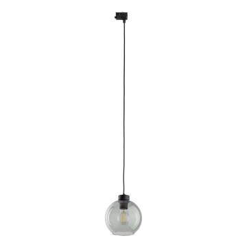 Candeeiro suspenso para sistema de carril trifásico CUBUS 1xE27/15W/230V preto/fumado preto