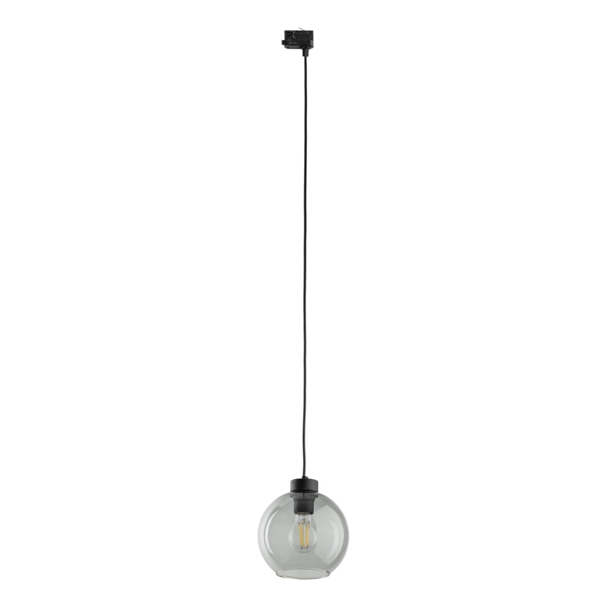 Candeeiro suspenso para sistema de carril trifásico CUBUS 1xE27/15W/230V preto/fumado preto