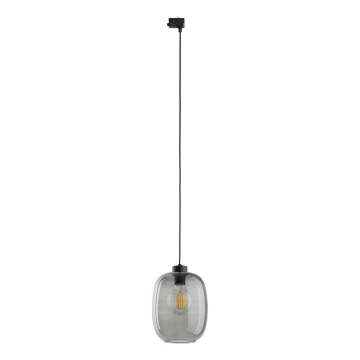Candeeiro suspenso para sistema de carril trifásico ELIO 1xE27/15W/230V preto/fumado preto